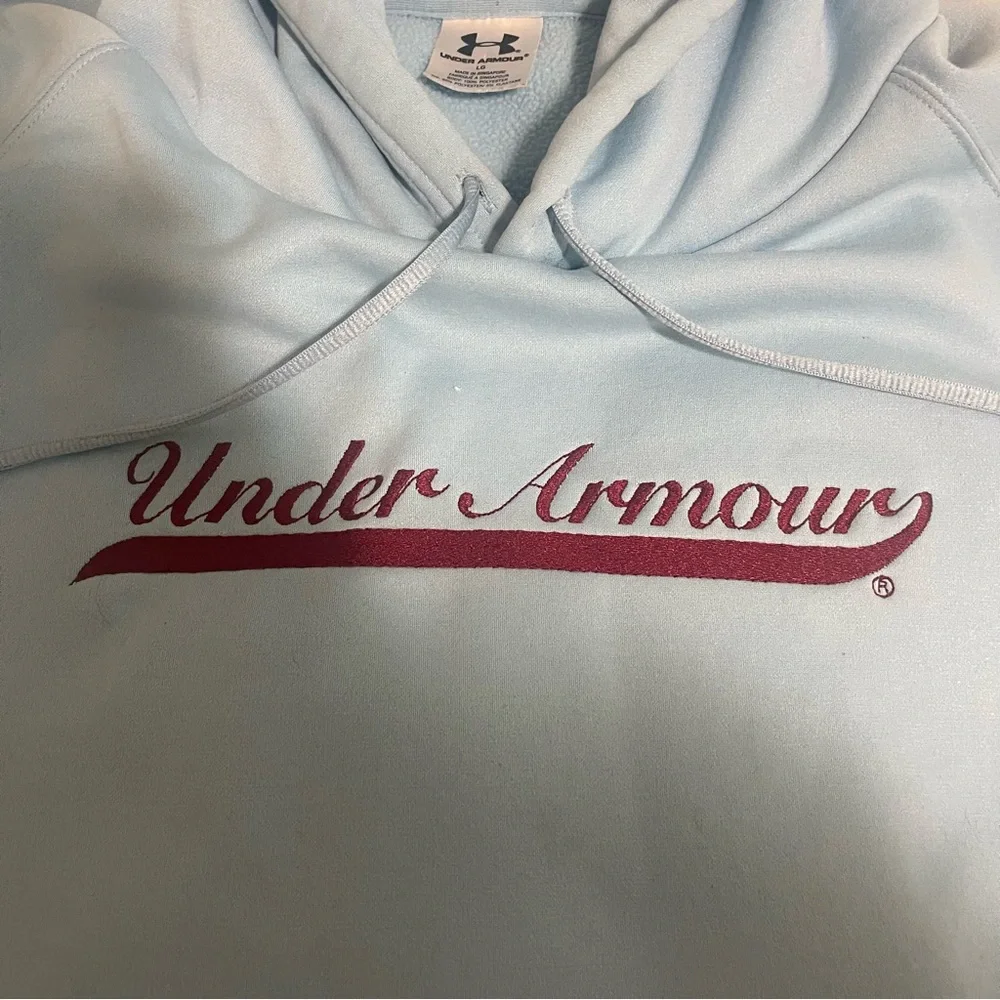Under Armour Hoodie Women Large Turquoise ‎ Drawstring Embroidered Logo Pockets - Picture 4 of 6